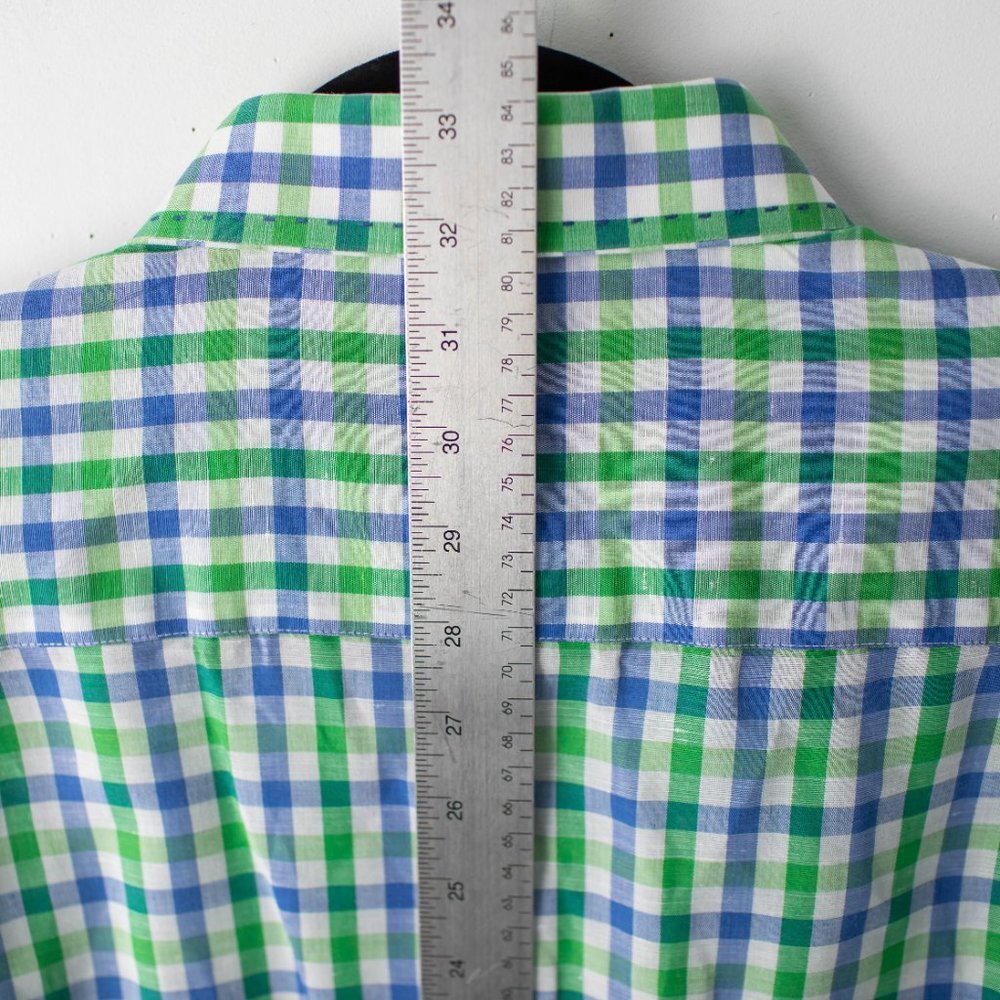 Alex Cannon Men's Long Sleeve Button Up Blue Green Plaid Large - Picture 8 of 10